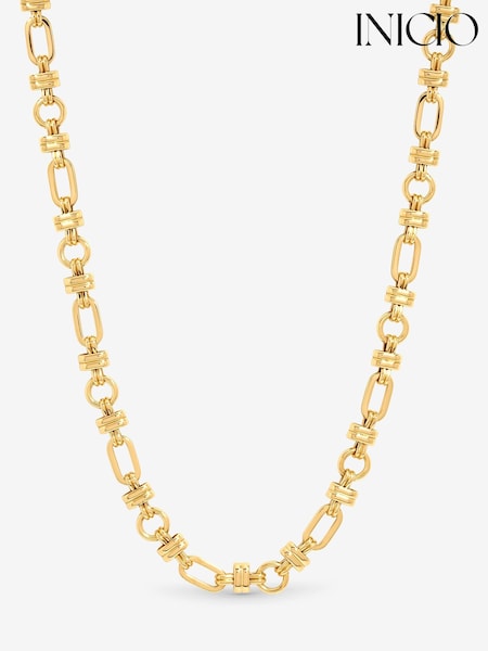 Золотистий - Inicio Polished Link Chain Necklace Gift Pouch