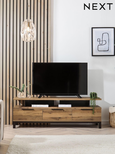 Dark Bronx Up to 65 inch, Floating Top Oak Effect Slim TV Unit (691641) | €460