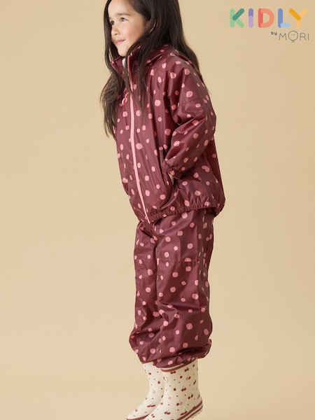 Red - Kidly By Mori Packaway Jacket And Trouser Set