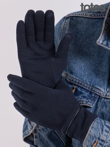 Totes Blue Isotoner Ladies Thermal Smartouch Winter Gloves With Piping Detail (691822) | €20