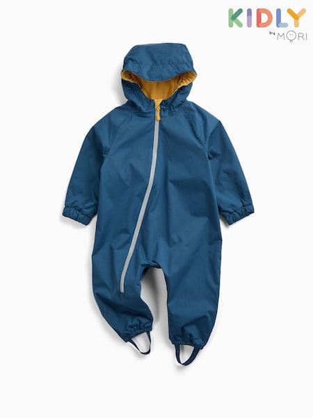 Azul - Kidly By Mori Supersoft Fleece Lined Puddlesuit