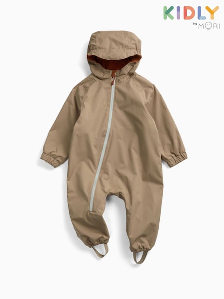 Sand Cream - Kidly By Mori Supersoft Fleece Lined Puddlesuit