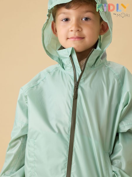 Green - Kidly By Mori Packaway Jacket