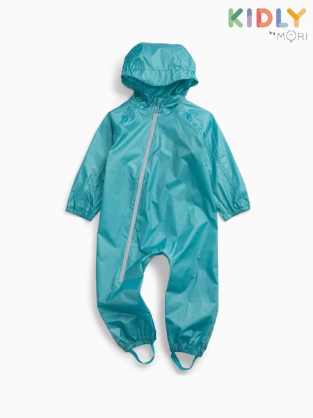 Blue - Kidly By Mori Packaway Puddlesuit