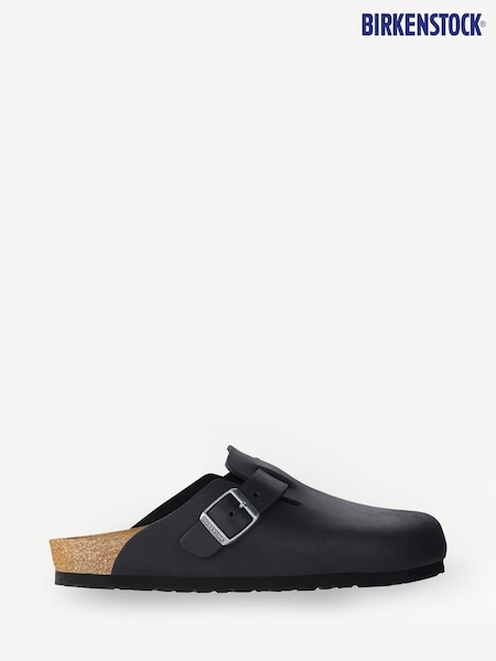 Birkenstock Black Boston Oil Leather Clogs (692138) | €172