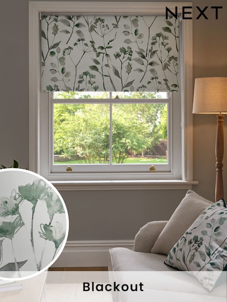 Green Ready Made Blackout Roller Blind Isla Floral (692143) | €23.50 - €61