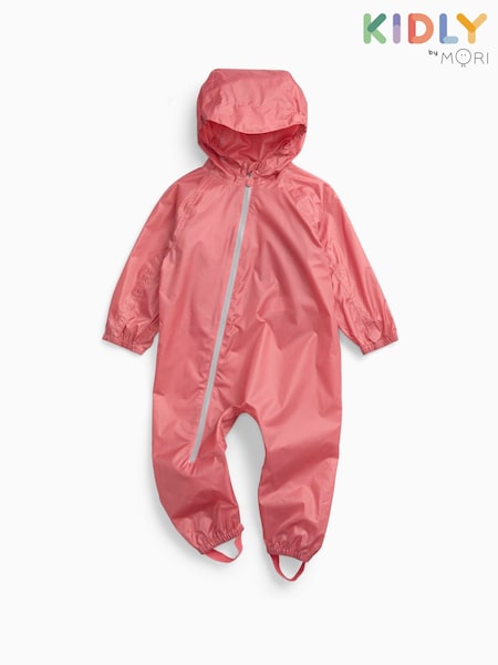 Pink - Kidly By Mori Packaway Puddlesuit