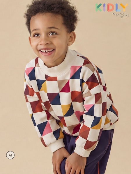 Grädde - Kidly By Mori Supersoft All Over Print Sweatshirt