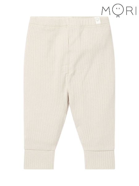 Cream - Mori Ribbed Stretch Comfy Baby Leggings