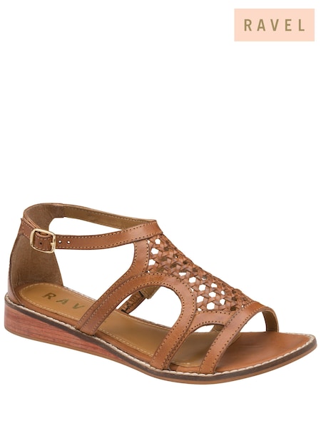 Ravel Brown Leather Wedge Sandals (692809) | €93