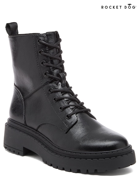 Black - Rocket Dog Prima Grinnel Pu Lace Up Ankle Boots