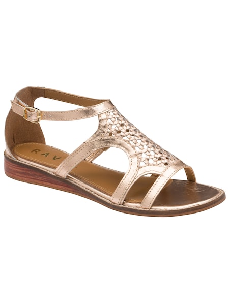 Ravel Gold Leather Wedge Sandals (692884) | €42