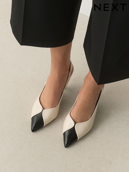 שנהב - Forever Comfort® Point Toe Spliced Slingback Heels
