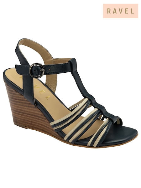 Ravel Blue Leather Wedge Sandals (693286) | €51