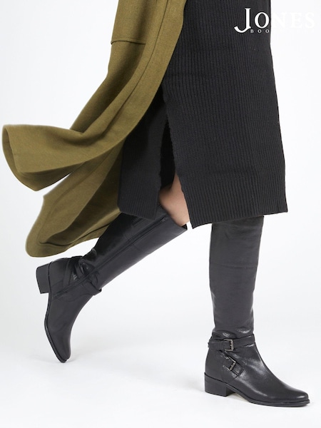 Jones Bootmaker Phoebe L Calf Leather Knee-High Black Boots (6932W2) | €252
