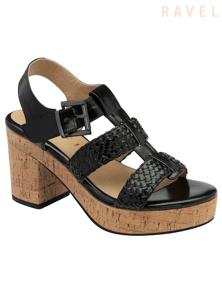 Ravel Black Block Heel Peep Toe Sandals (693318) | €77