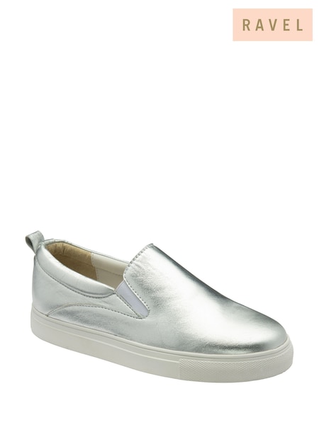 Ravel Silver Leather Slip-Ons Trainers (693344) | AED151