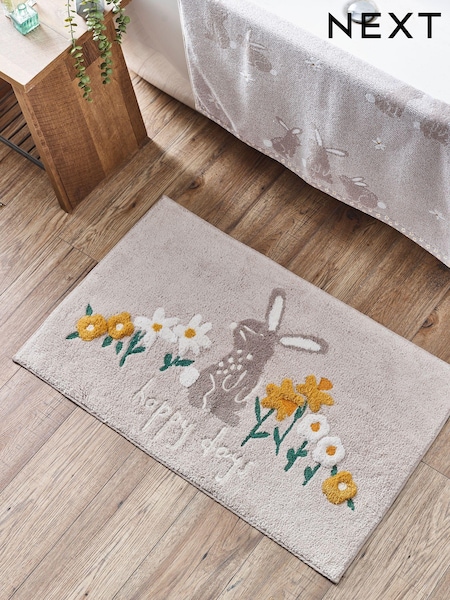 Grey Bunnies 100% Cotton Bath Mat (693356) | €11.50
