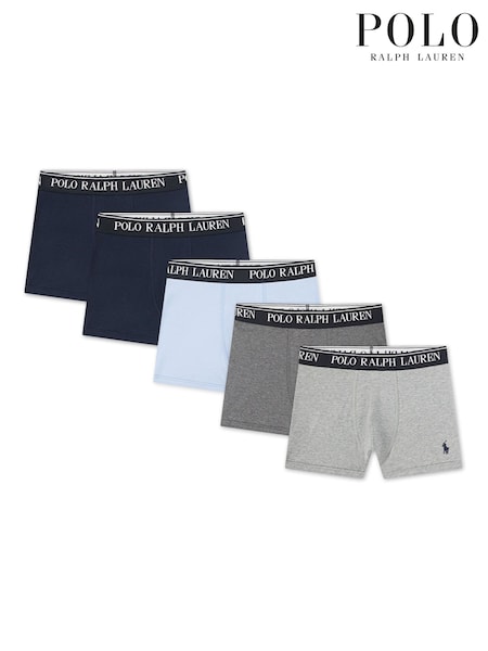 Blue - Polo Ralph Lauren Cotton Boxer Briefs 5 Pack