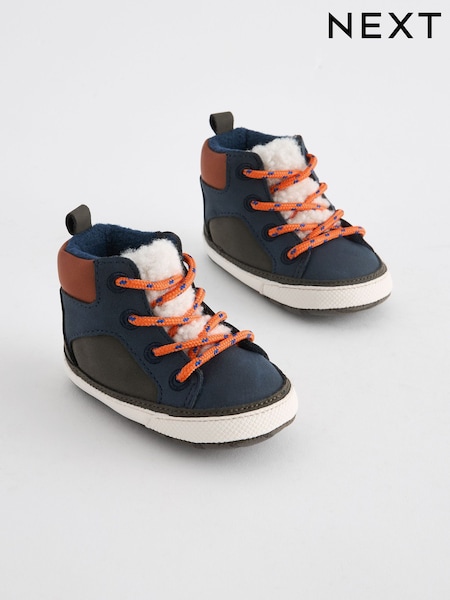 Navy Blue Colourblock Warm Lined Lace-Up Baby Boots (0-24mths) (693577) | OMR3