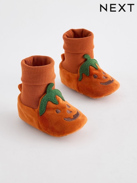 Orange Pumpkin Standard Fit (F) Orange Pumpkin Halloween Sock Top Baby Booties (0-2mths) (693656) | €9 - €10