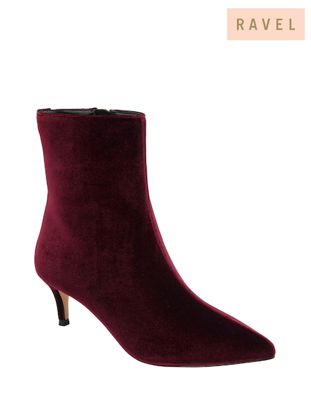 Red - Ravel Velvet Stiletto Heel Ankle Boots