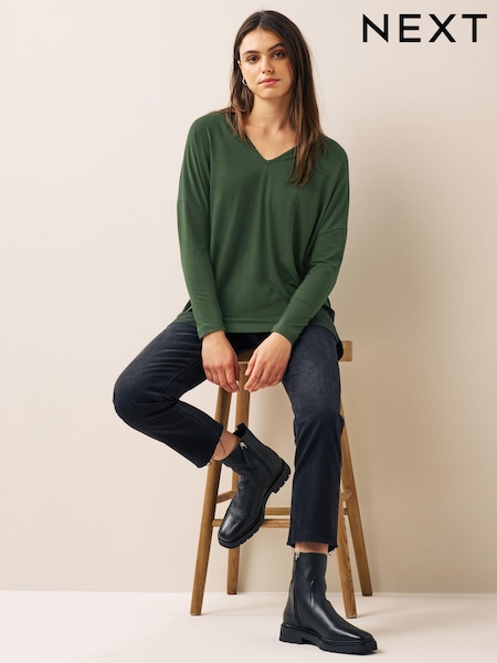 Khaki Green Long Sleeve Tunic Top (694155) | €13