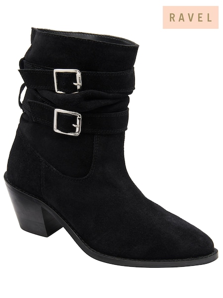 Black - Ravel Suede Heeled Ankle Boots