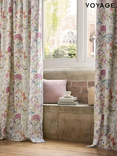 Voyage Multi Country Hedge Floral Lined Pencil Pleat Curtains (694313) | $131 - $249