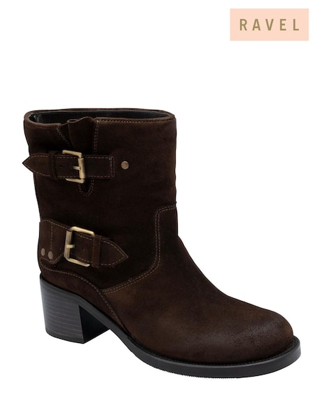 Brown - Ravel Suede Zip-up Ankle Boots