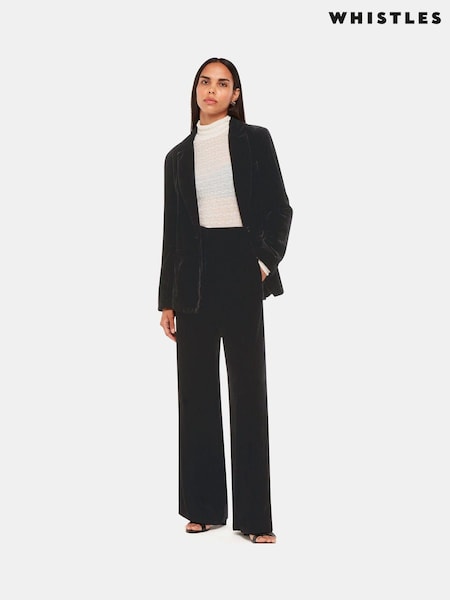 Whistles Full Length Velvet Black Trousers (694690) | €45