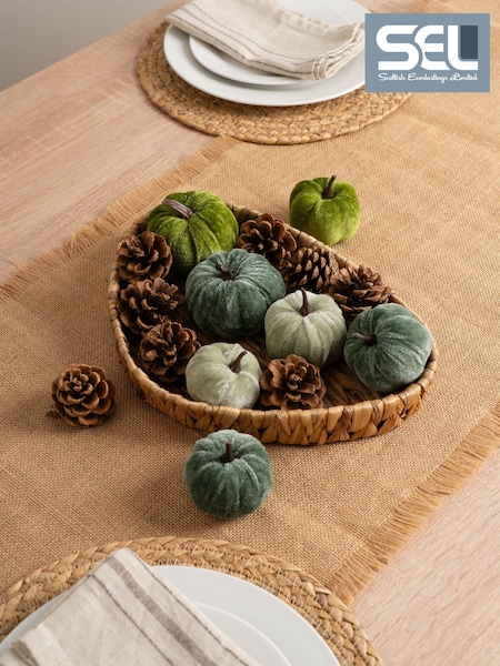 Scottish Everlastings Ltd Decorative Velvet Pumpkins & Pinecones With Tray