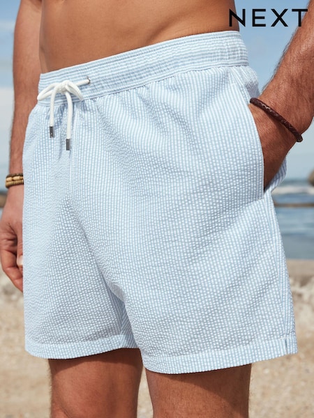 Blue and White Seersucker Striped Premium Swim Shorts (694793) | €11