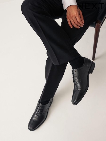 črna - Standarden model - Leather Square Derby Shoes (695192) | € 25