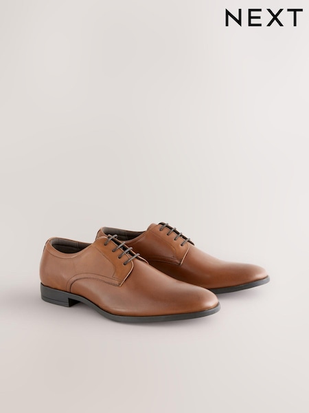 Светло-коричневый - Стандартный крой - Leather Plain Derby Shoes (695237) | €43