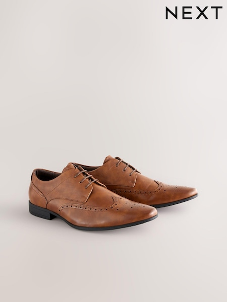 Tan Brown Standard Fit Brogue Shoes (695277) | kr425