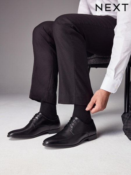 Черный - Широкая платформа - Leather Plain Derby Shoes (695280) | €43 - €45