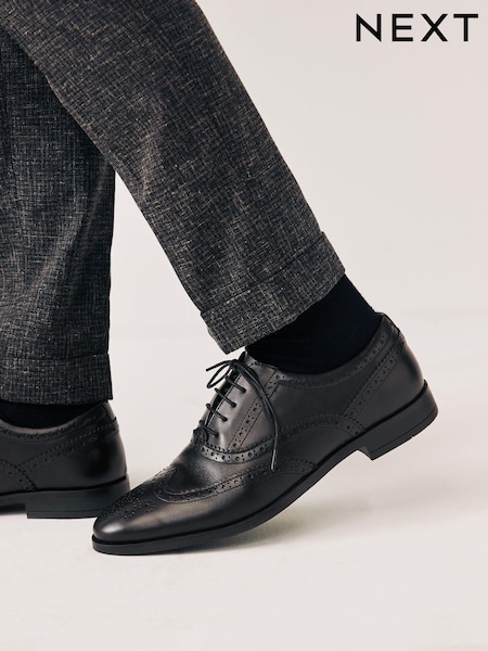 Чорний - Для широкої стопи - Leather Oxford Brogue Shoes (695293) | 1 485 грн - 1 559 грн
