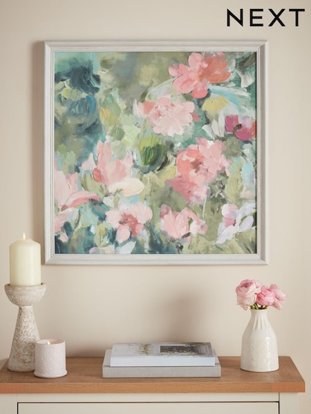 Green Pink Abstract Floral Framed Wall Art (695442) | €44