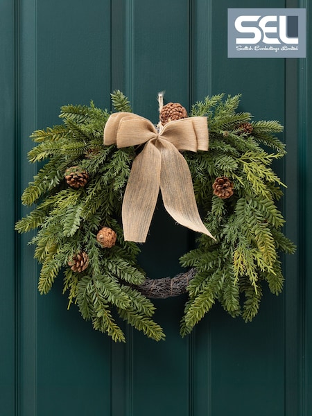 Scottish Everlastings Ltd Real Touch Half Wreath With Hessian Bow