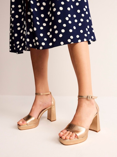 Boden Gold Heeled Platform Sandals (695637) | 297 QAR