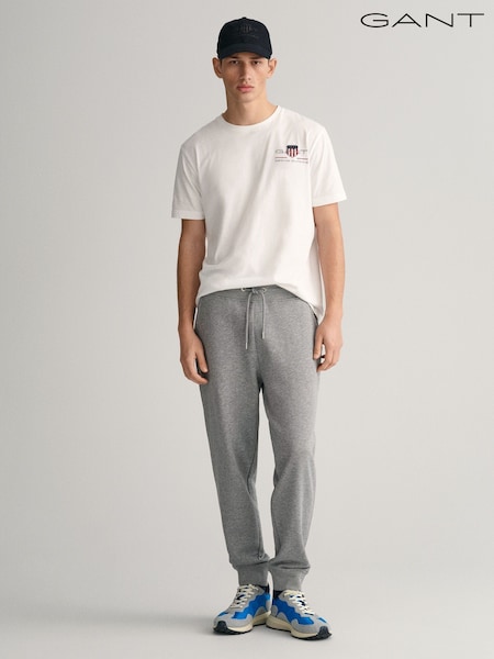 Gri melanj - Pantaloni de sport cu logo și logo Gant shield (695667) | 708 LEI