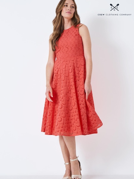 Crew Clothing Company Red Print Cotton  A-Line Dress (696042) | €105