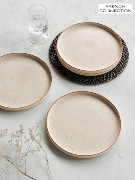 French Connection Cream Speckle Watamu Set of 4 Dinner Plates (696217) | €54