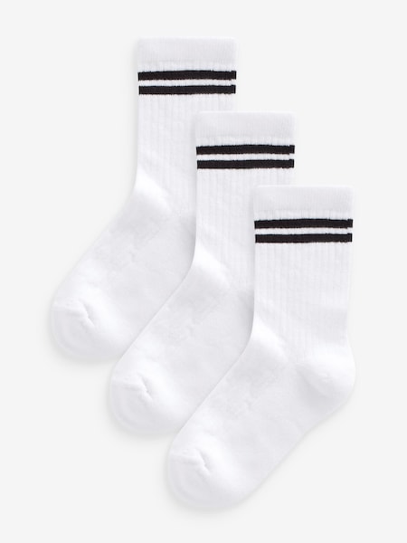 Bele črne črtaste - Cotton Rich Cushioned Sole Ankle Socks 3 Pack (696386) | € 4 - € 5