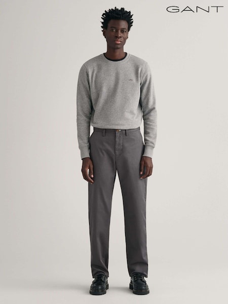GANT Antracite Grey Regular Fit Cotton Twill Chino Trousers (696610) | €141