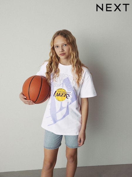 White LA Lakers NBA Oversized Graphic T-Shirt (3-16yrs) (696841) | AED15 - AED20