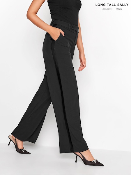 Long Tall Sally Black Dark Wide Leg Tuxedo Trousers (696900) | €13
