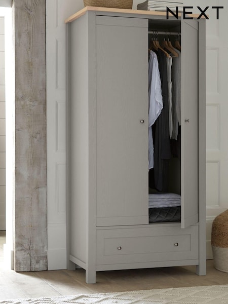 Dove Grey Malvern Paint Effect Double, 1 Drawer Wardrobe (696963) | €650