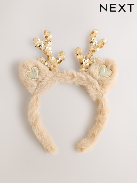 Gold - Sequin Reindeer Antlers Hair Accessories